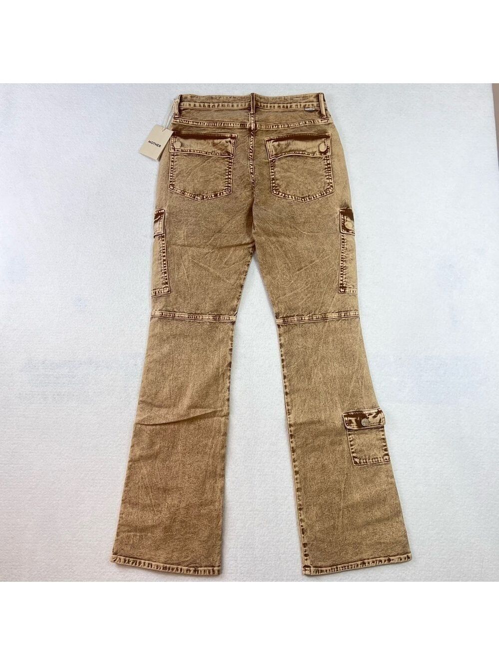 MOTHER Wide Leg Jeans The Swiss Army Desperado Heel Jeans in Tan Sz 28 NWT - Picture 3 of 16